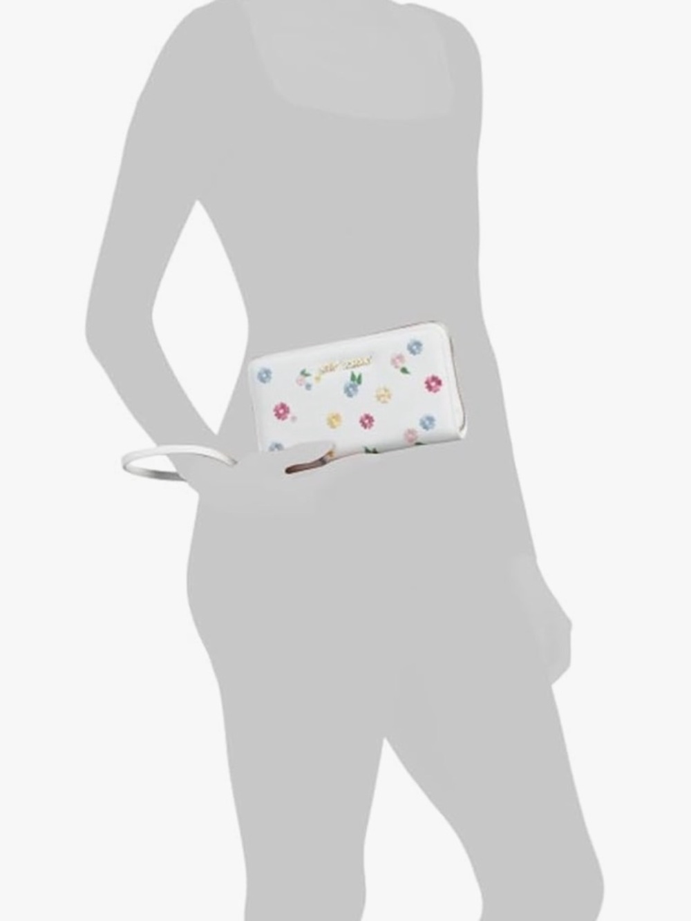 Betsey Johnson White Floral Zip-Around Wristlet Wallet - Picture 4 of 4